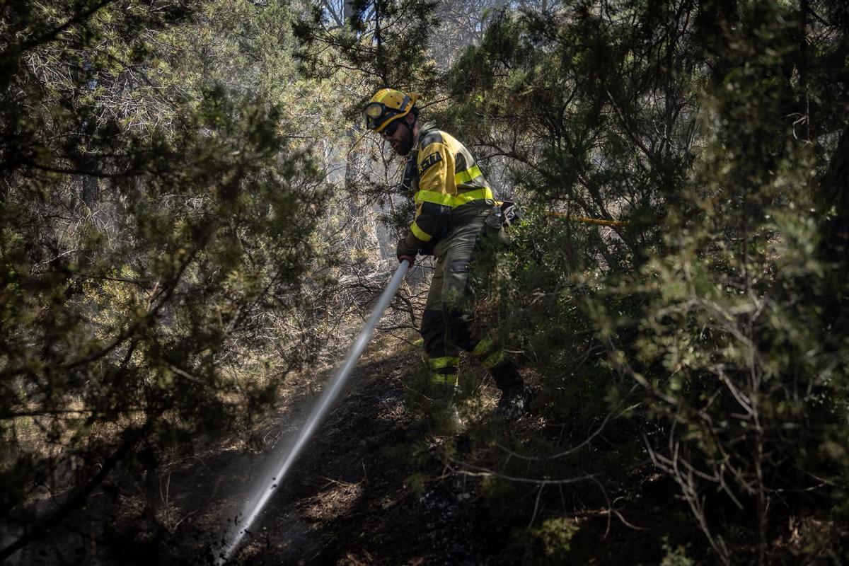 En imágenes | El operativo de INFOAR sigue este jueves con las labores de extinción en el incendio de Leciñena