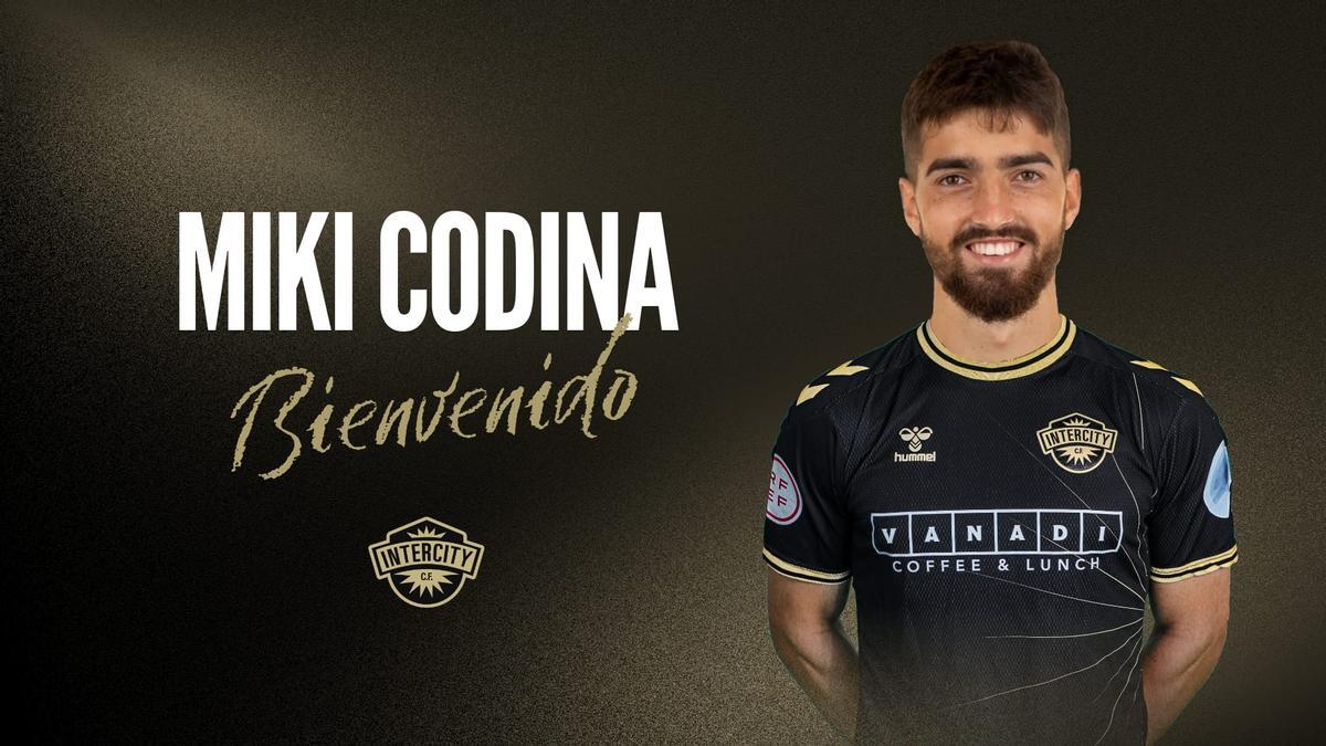 Cartela con el anuncio oficial del fichaje de Miki Codina como futbolista del Intercity.