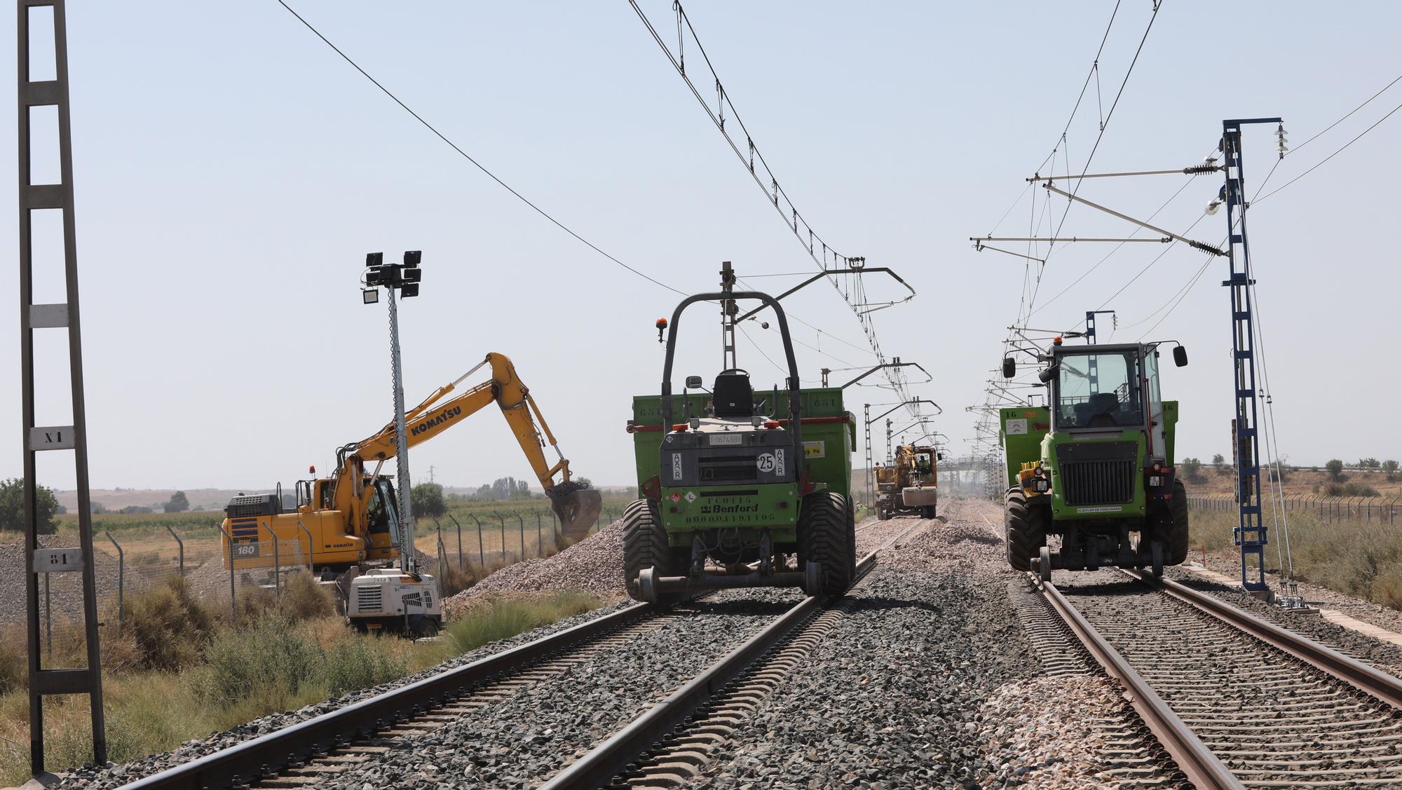 Las obras de Adif en Zuera, a toda máquina