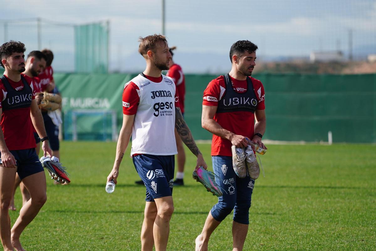 Víctor Narro y Álvaro Bustos, durante un entrenamiento de esta semana