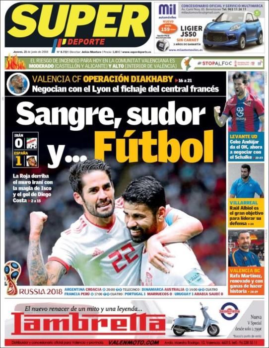 Portada SUPERDEPORTE jueves 21 de junio de 2018