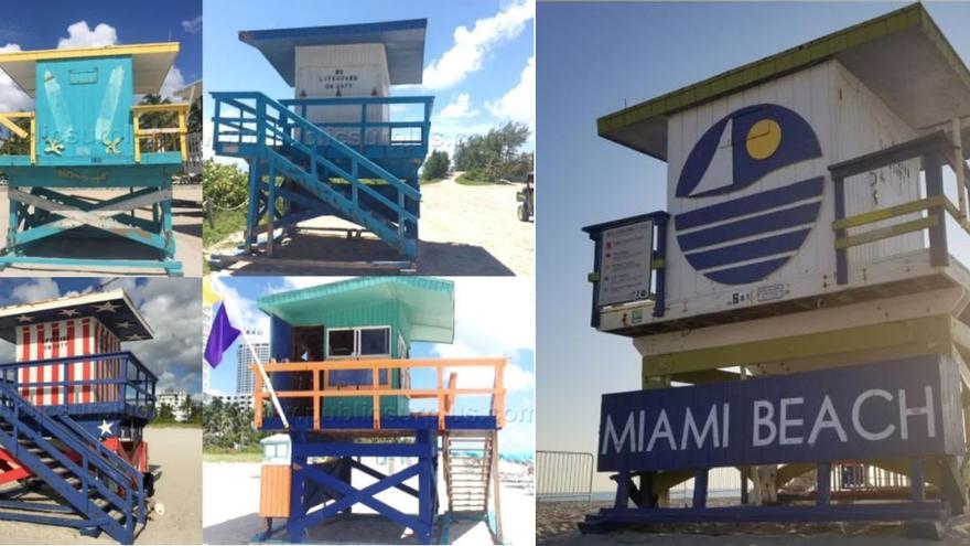 Algunas de las casetas de playa de Miami que fueron subastadas