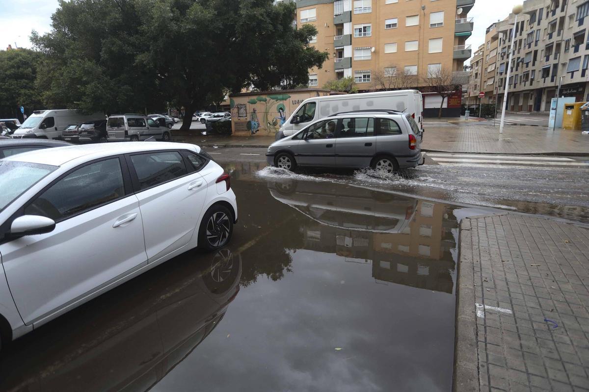Zona inundada en el Port de Sagunt tras un reciente eposidio de lluvias.