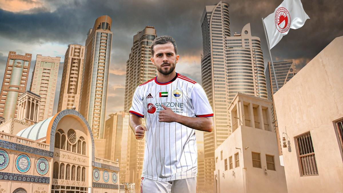 Pjanic llegando a los Emiratos Árabes