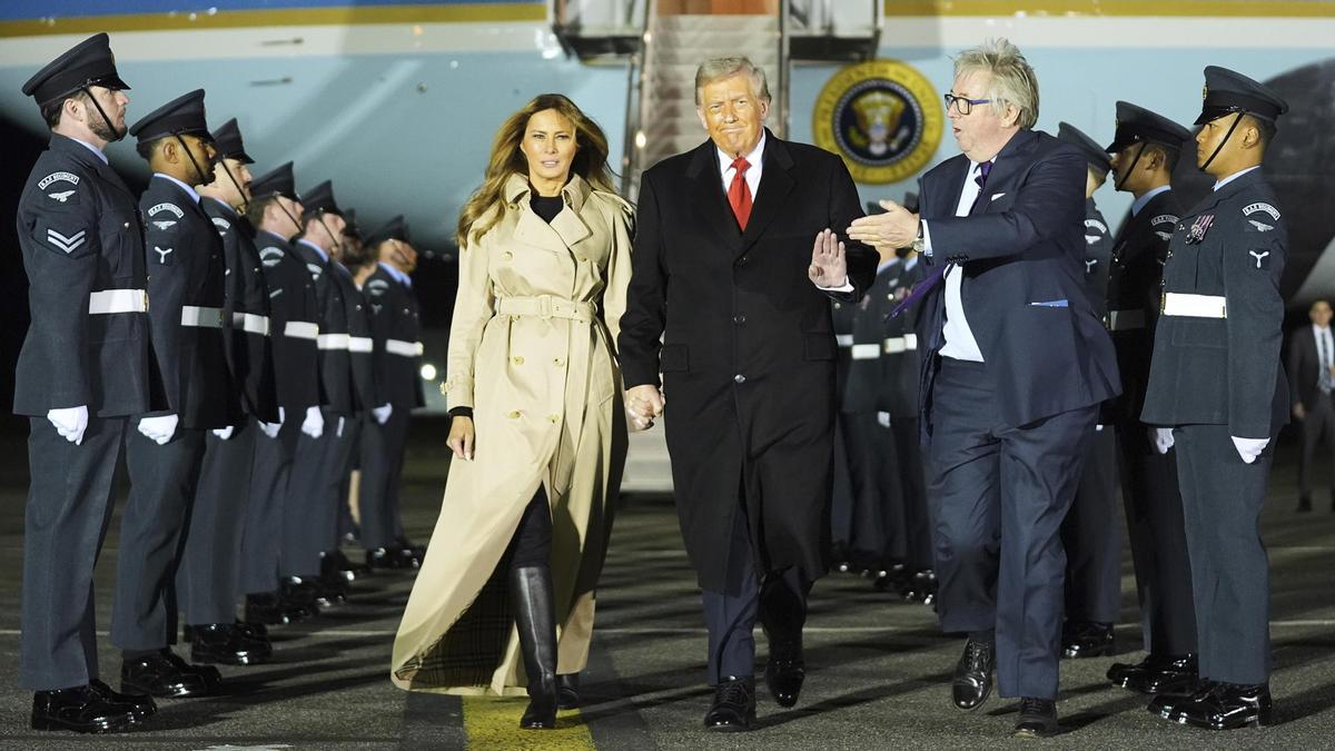 Donald Trump y Melania Trump, en su segunda visita de estado al Reino Unido.