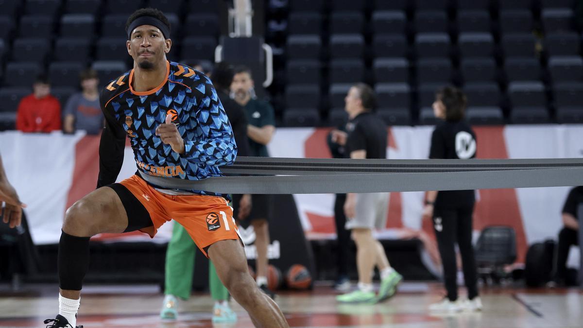 Kameron Taylor, en el entrenamiento previo al duelo ante el Panathinaikos.