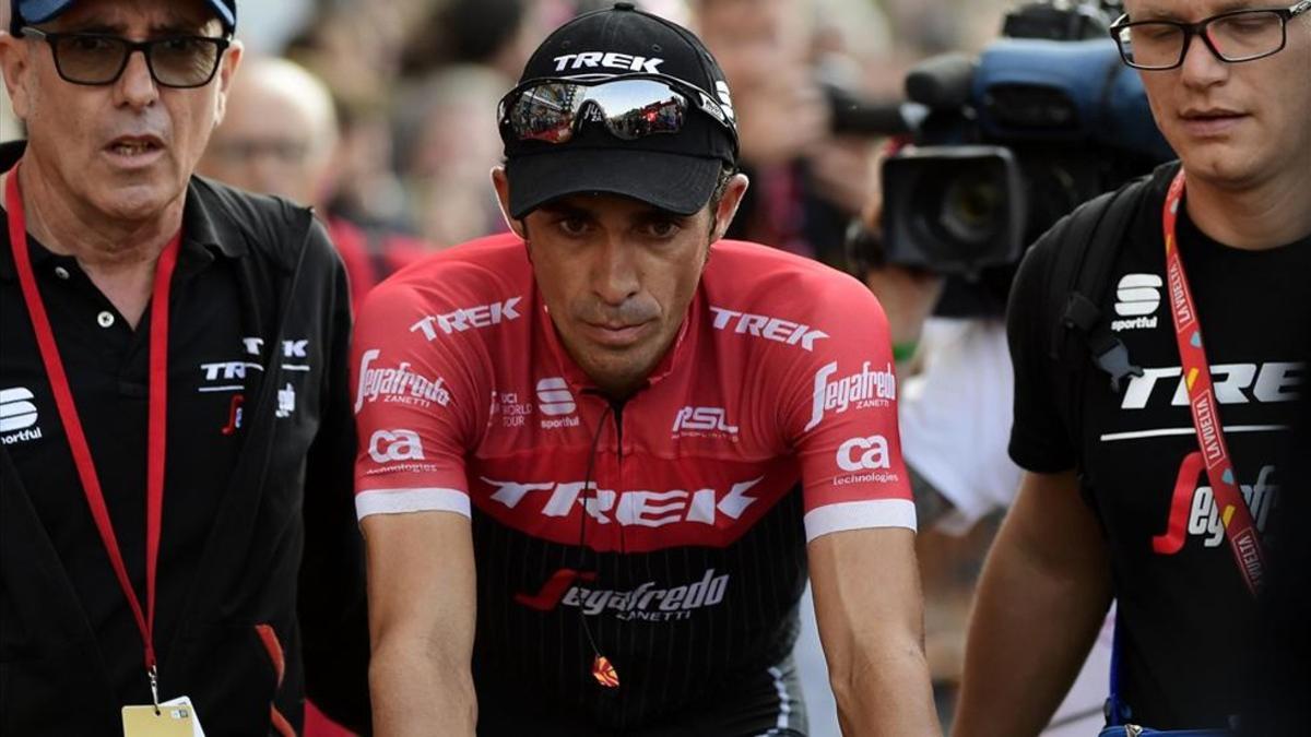 Contador, después de la durísima etapa de l'Angliru