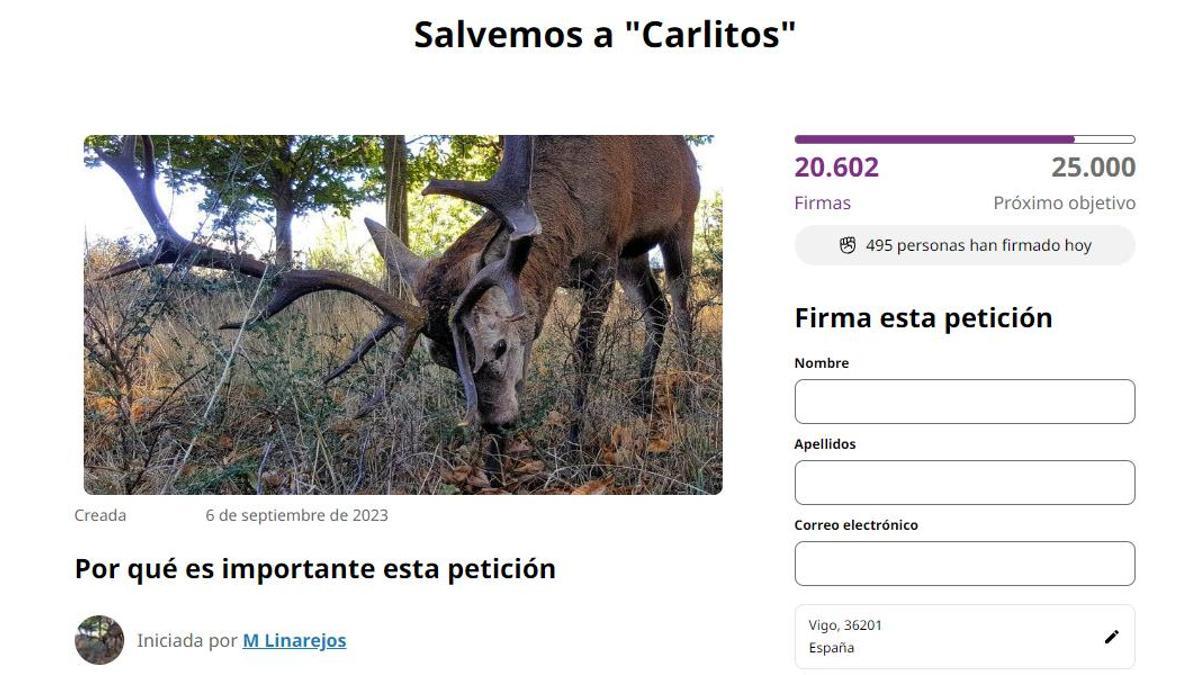 Petición en change.org en la que piden salvar a &quot;Carlitos&quot;