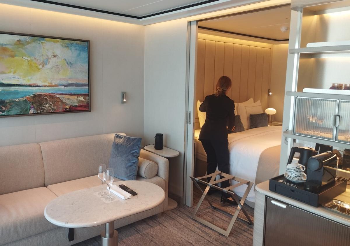 Una de las suites, categoría Medallion, del Silver Ray, en su visita de esta semana a Barcelona.