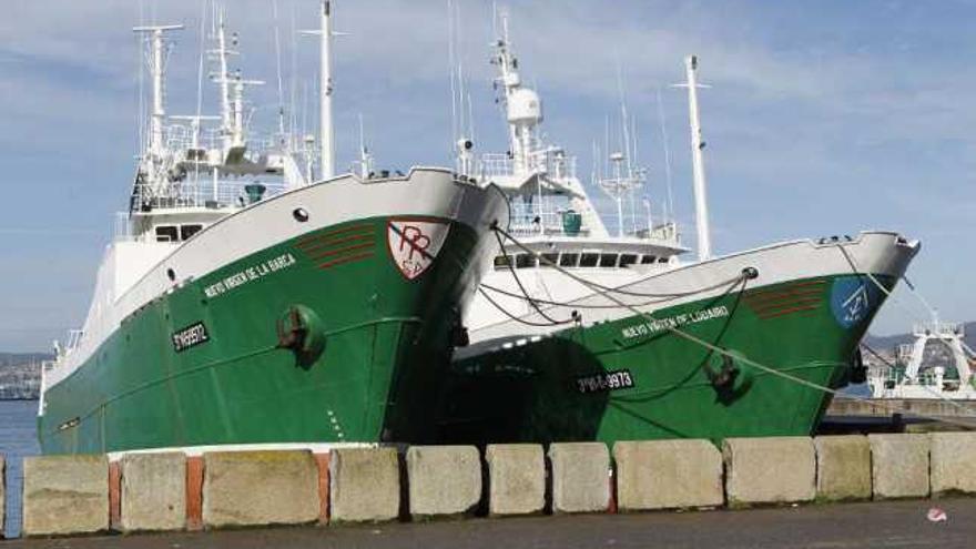 Dos buques bacaladeros, amarrados en un puerto gallego. / ricardo grobas