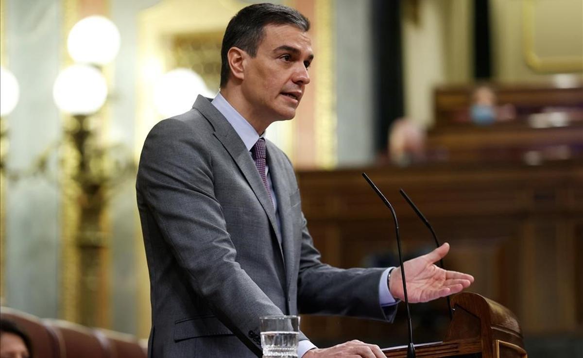 Pedro Sánchez, durante su intervención en el Congreso.