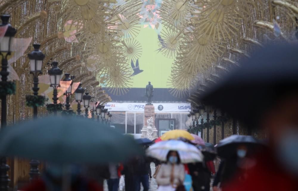 Lluvia en Málaga con la llegada de la borrasca Filomena.