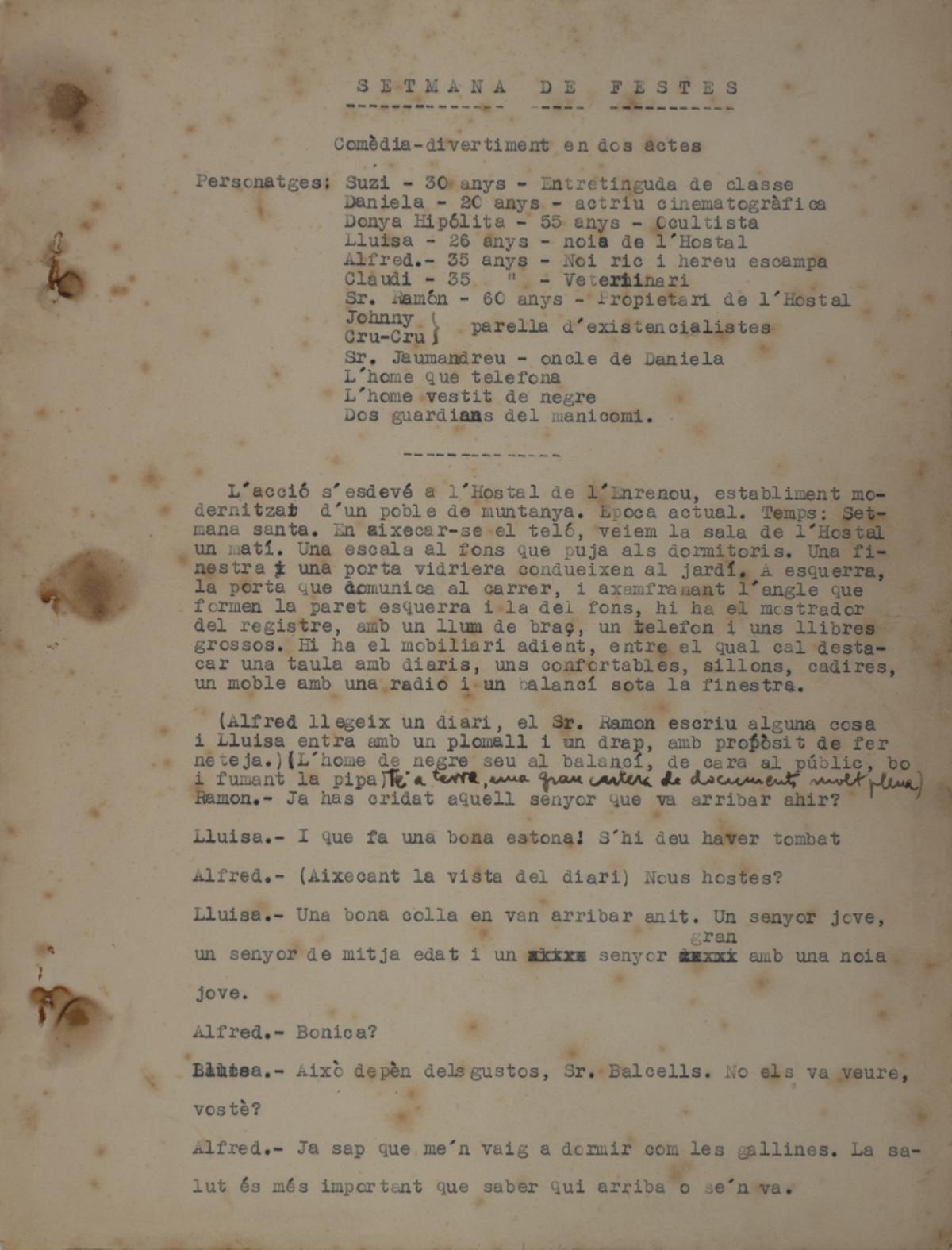 La primera pàgina de "Setmana de festes"