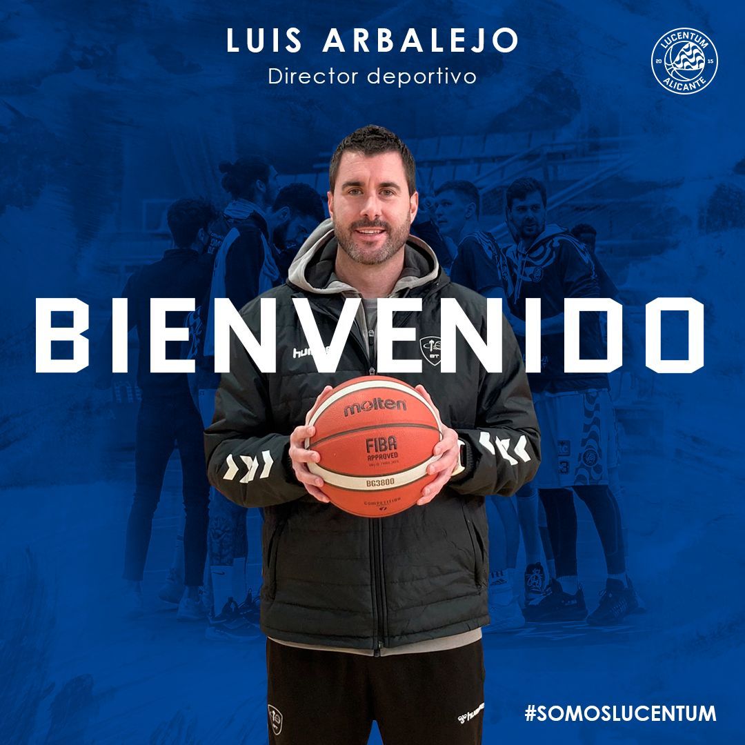 Cartela con la que el HLA Alicante anuncia la contratación de Luis Arbalejo como nuevo director deportivo.