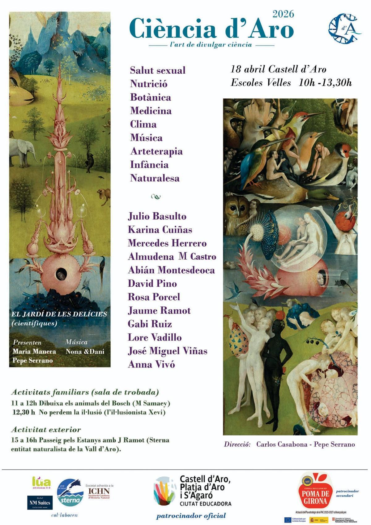 El poster del Ciència d'Aro amb els ponents participants.
