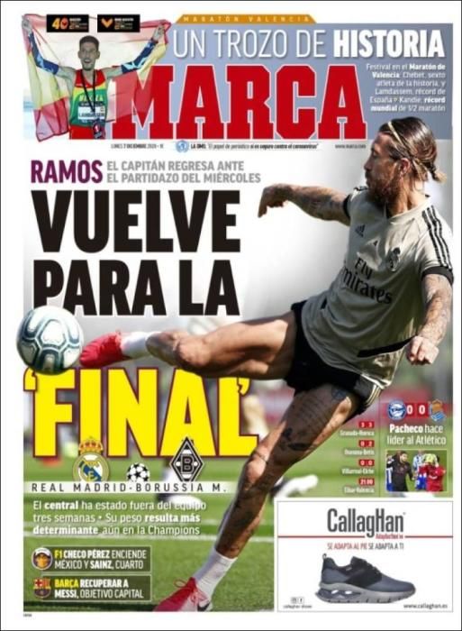 Portada MARCA lunes 7 diciembre 2020