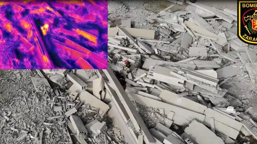 "¡Hemos encontrado a otro desaparecido!": los Bomberos de Zaragoza simulan un terremoto en Villanueva de Gállego