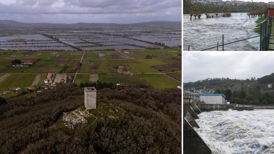 La presa de Ourense desembalsa 2,3 millones de litros por segundo y el agua acumulada anega A Limia