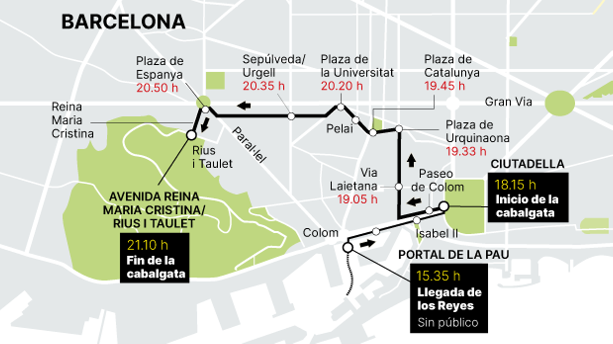 La cavalcada de Reis de Barcelona 2022: recorregut i horari