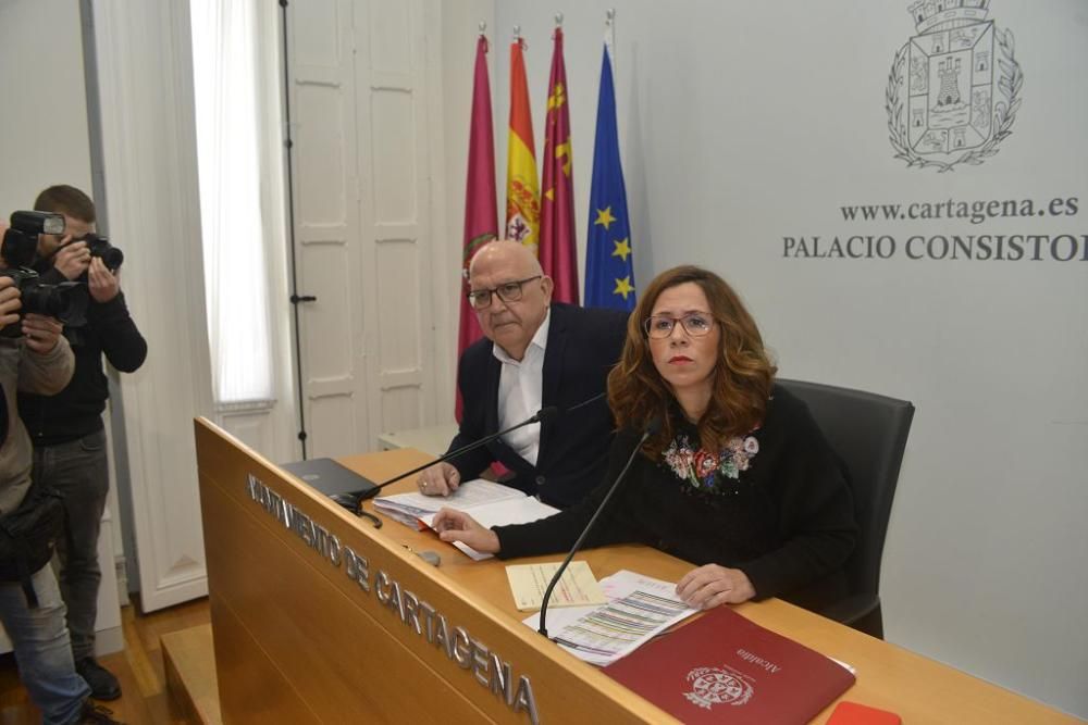 Pleno municipal de Cartagena y rueda de prensa de Ana Belén Castejón