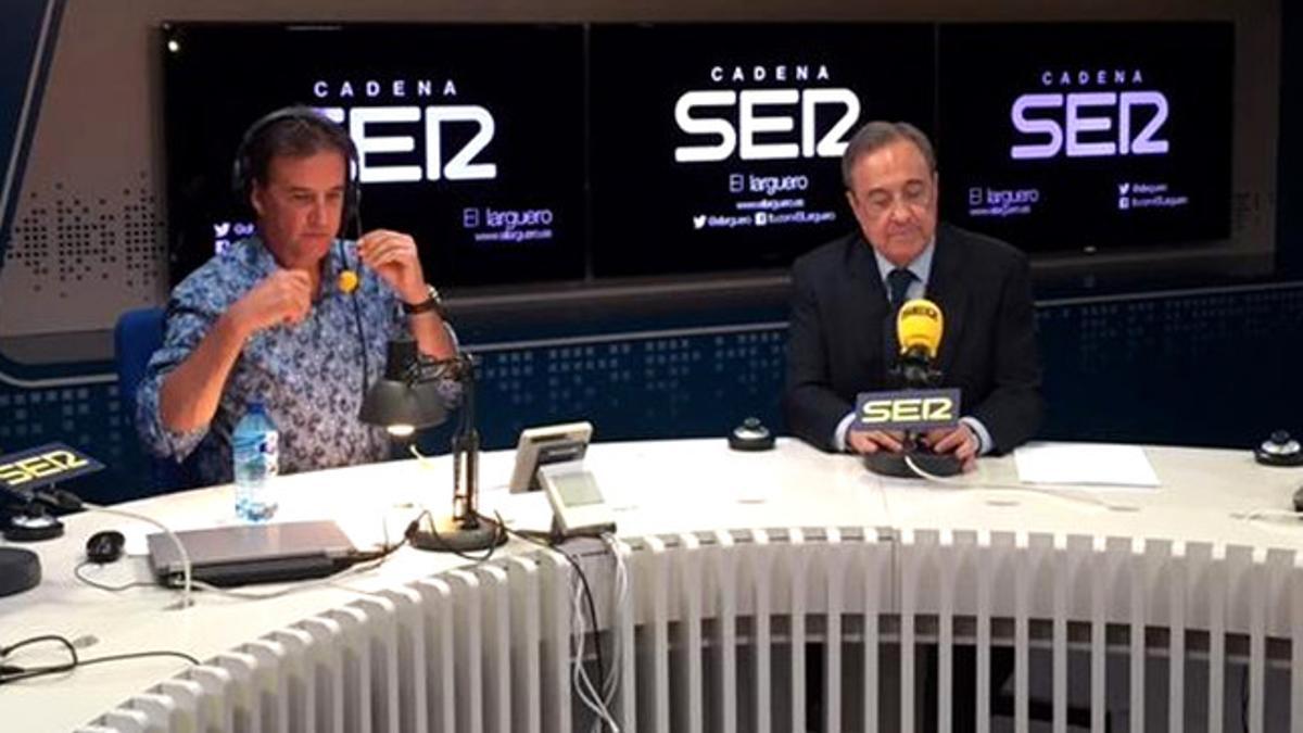 Florentino Pérez, momentos antes de la entrevista con 'El Larguero'