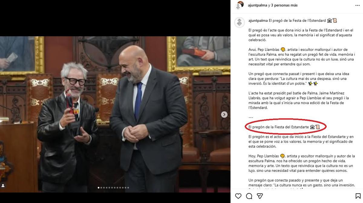 Ejemplo de una traducción automática en un texto del Ajuntament de Palma.