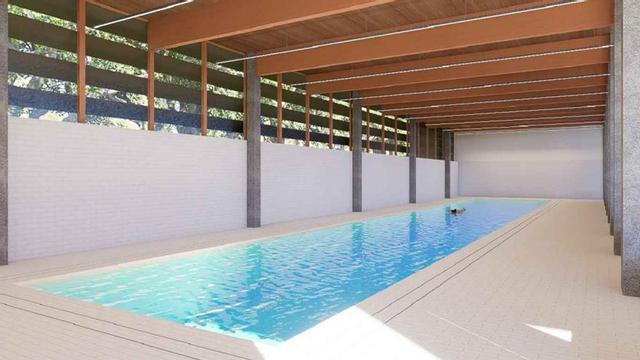 Infografía que muestra la cubierta y el nuevo vaso de la piscina tras las obras en el complejo deportivo. | D.P.