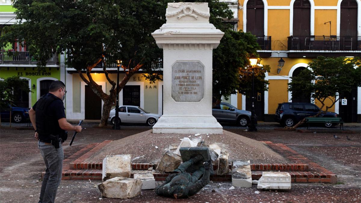 Vandalizan la estatua de Ponce de León el día de la llegada de Felipe VI a Puerto Rico