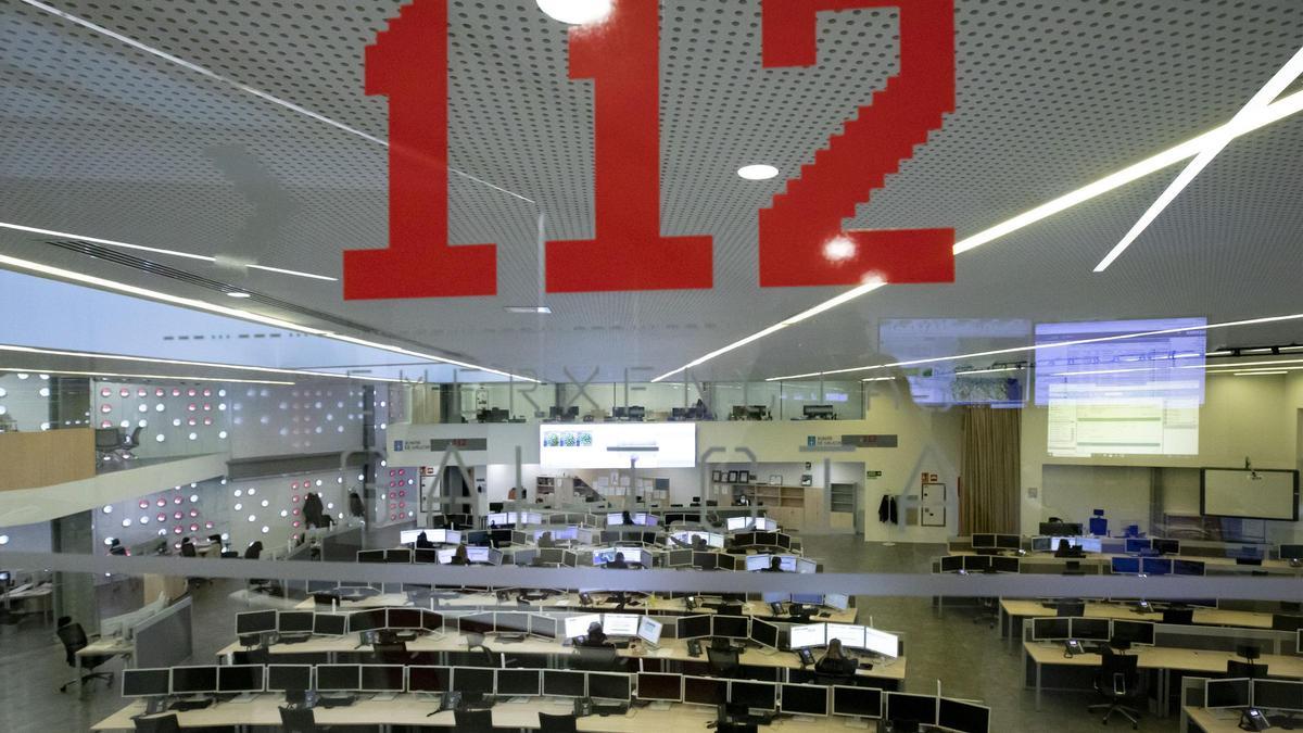 Sala de operaciones de la sede del 112 en A Estrada, Pontevera