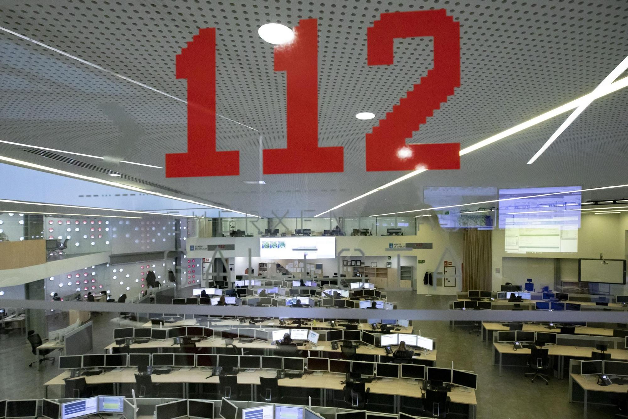 Sala de operaciones de la sede del 112 en A Estrada, Pontevera