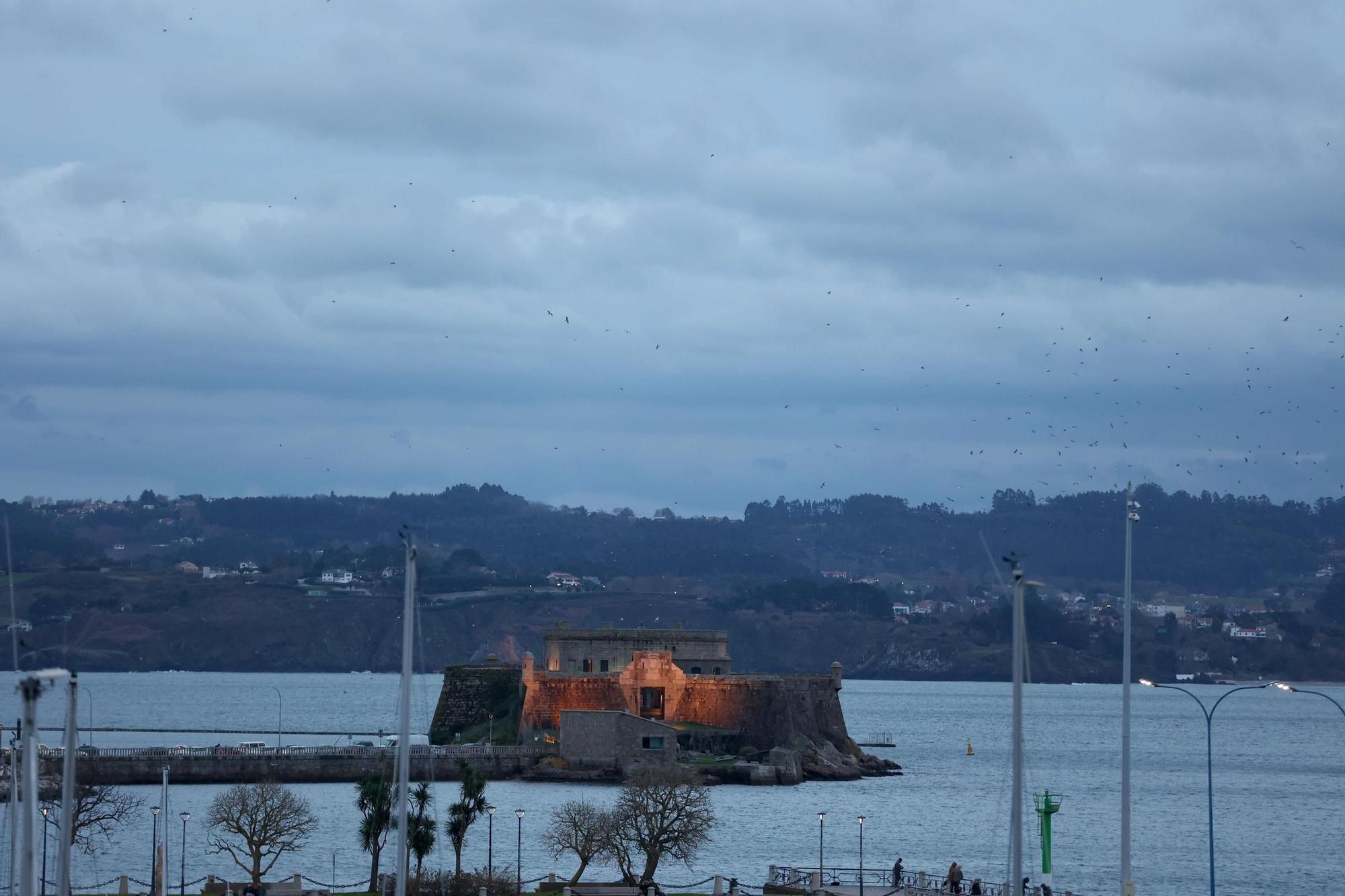 Cielo nublado y lluvias débiles sobre A Coruña