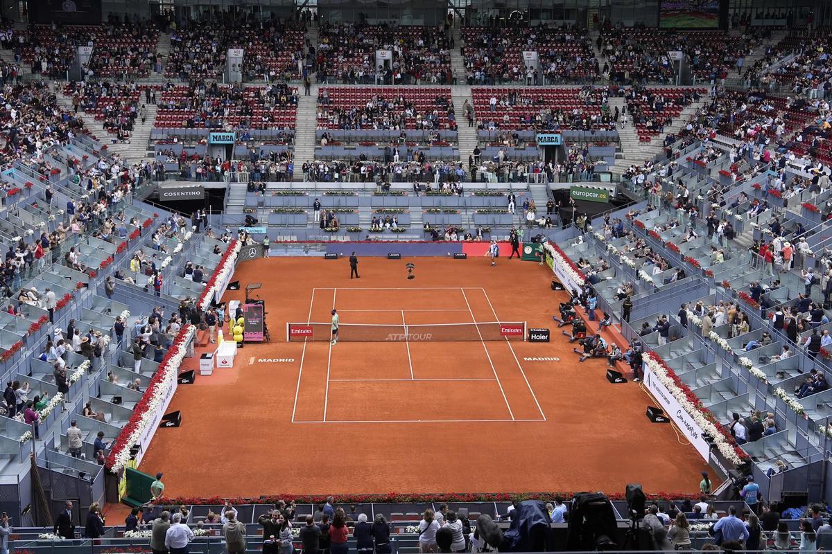 Archivo - Imagen general de la pista Manolo Santana en la Caja Mágica durante el Mutua Madrid Open 2025