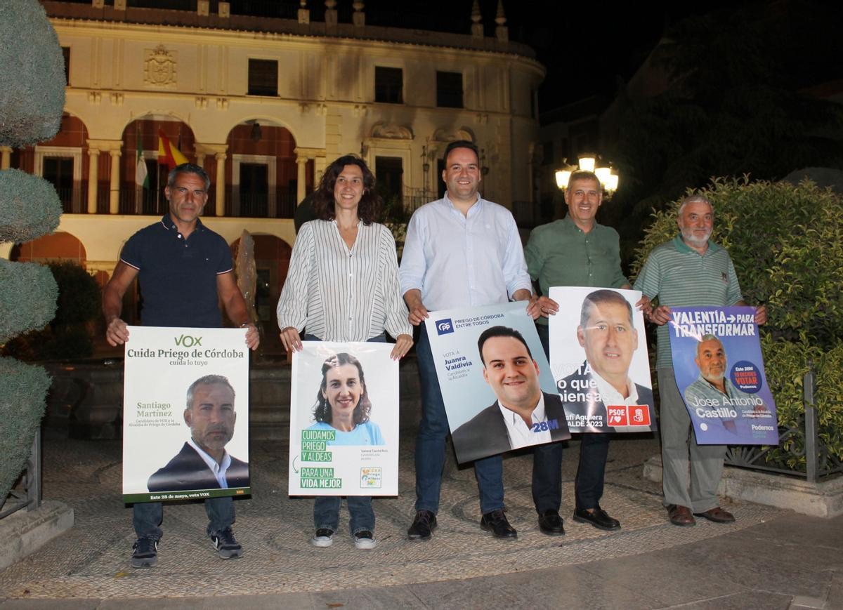 Los alcaldables de Priego en este inicio de campaña.