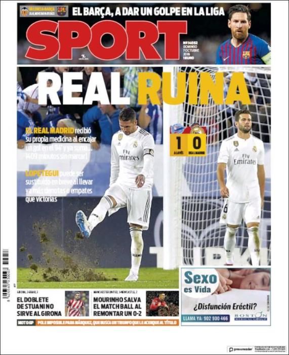 Portada SPORT domingo 7 de octubre de 2018