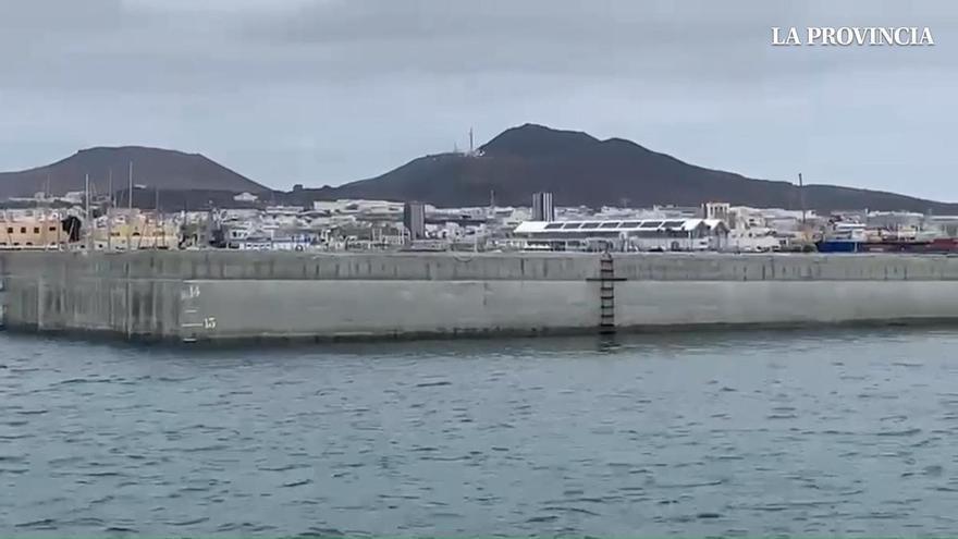 Los dos primeros cajones de hormigón que estarán durante los próximos meses en Las Alcaravaneras