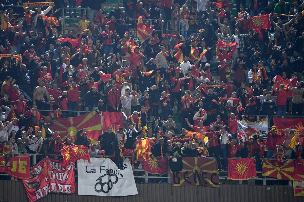 La afición de Macedonia del Norte, en una imagen de archivo