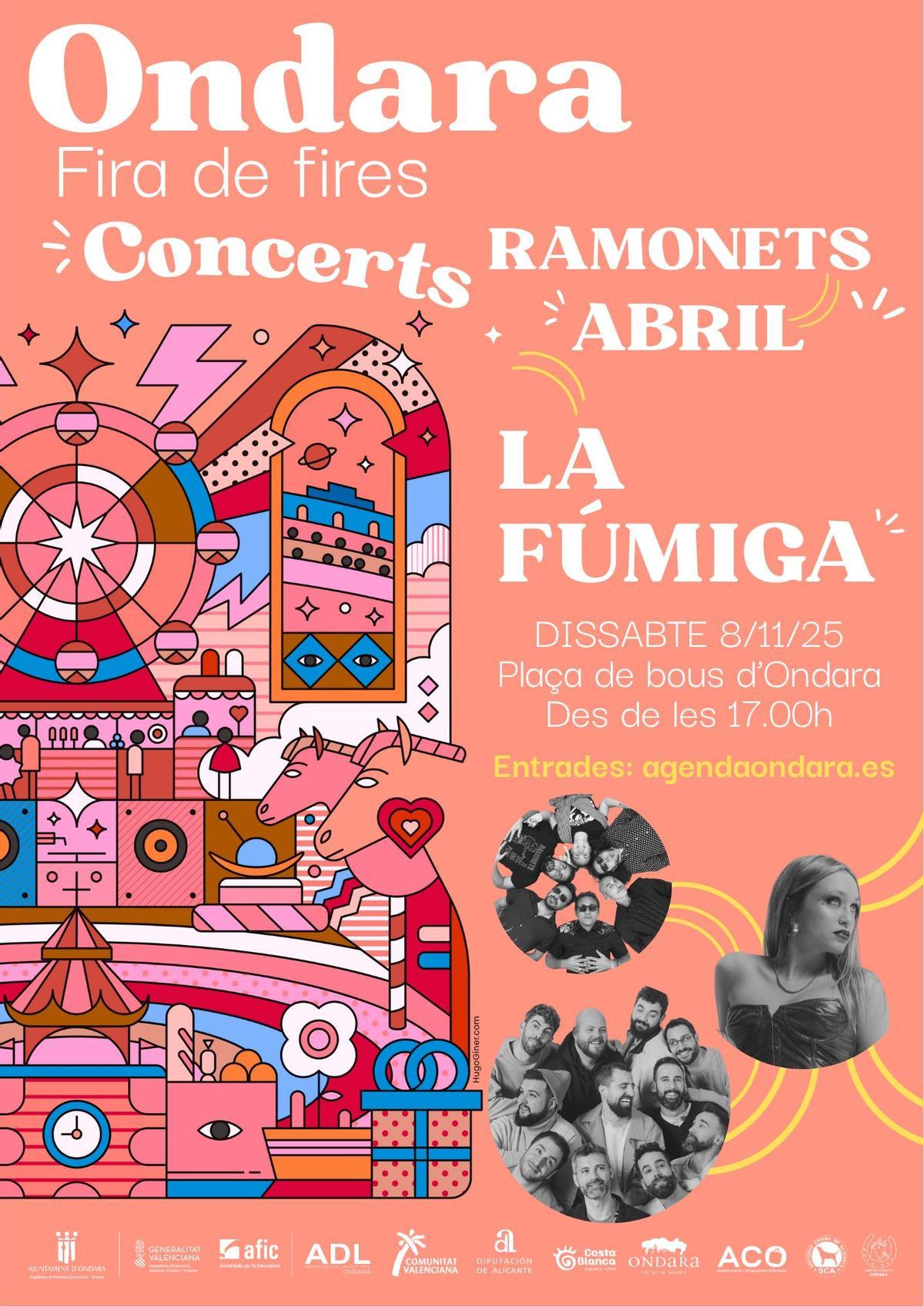 Cartel de los conciertos del 8 de noviembre, entre los que se encuentra el de La Fúmiga