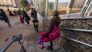 Salida de una escuela en Barcelona, esta semana.