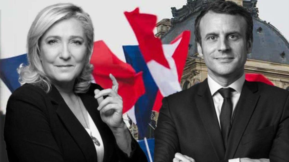 Marine Le Pen y Emmanuel Macron.