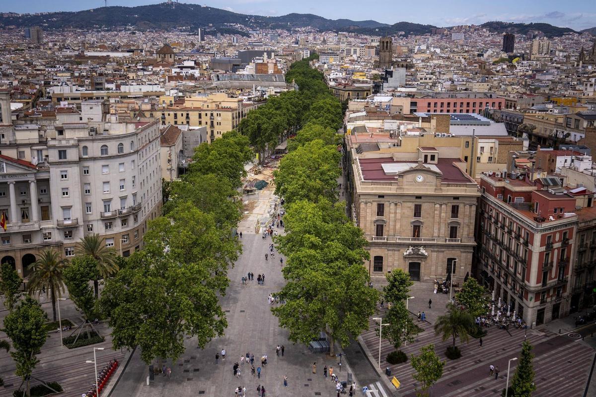 Barcelona 14/05/2026 Vistas de las Ramblas desde el Mirador de Colón Transformación de la Rambla de Santa Mónica Fotografía de Ferran Nadeu