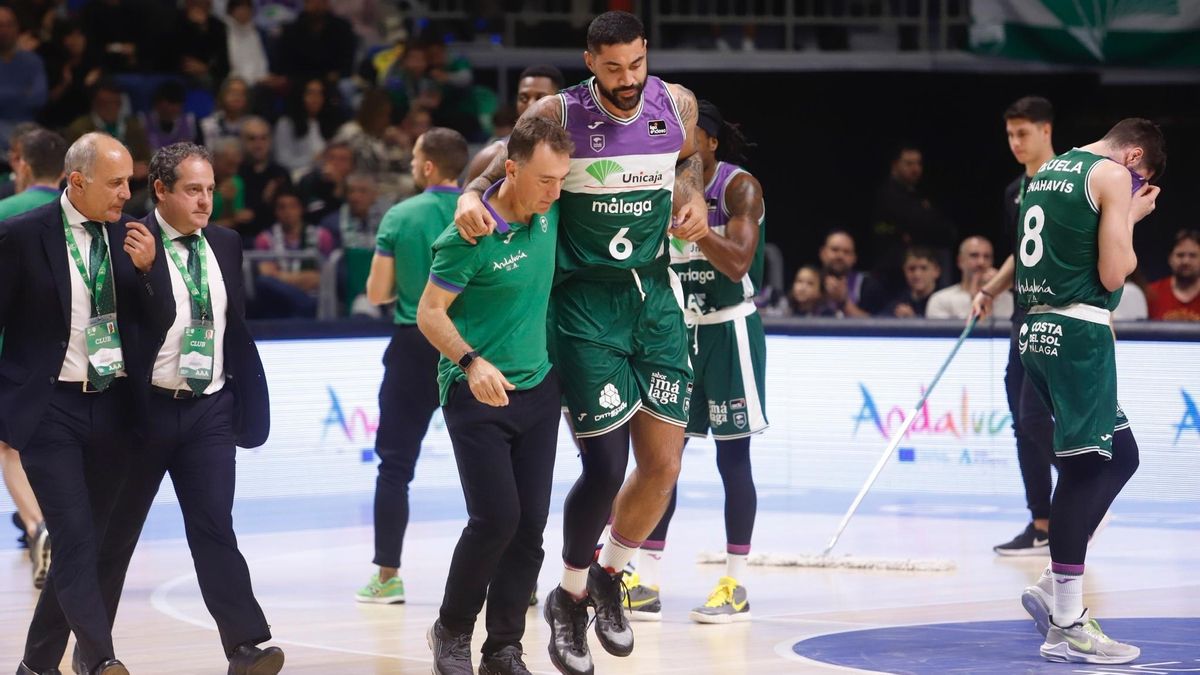 Lima tuvo que retirarse lesionado del Unicaja-UCAM Murcia.