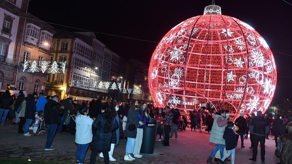 Encendido del alumbrado navideño en A Coruña.