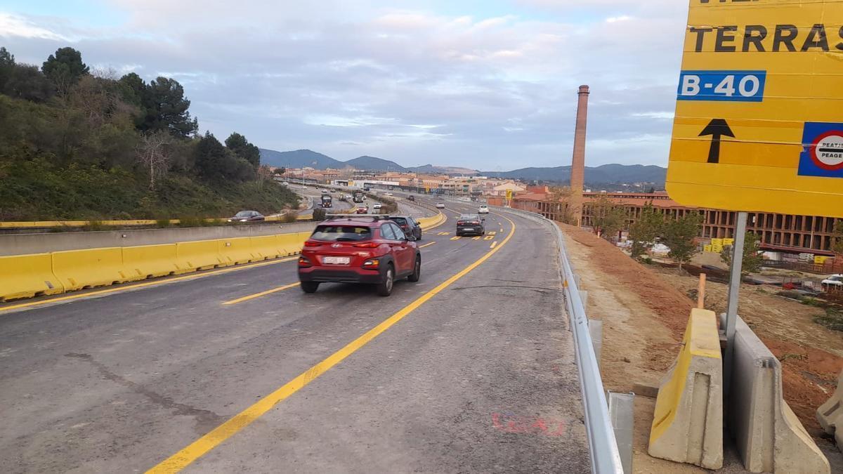 Imagen de las obras en la C-58 en Terrassa.