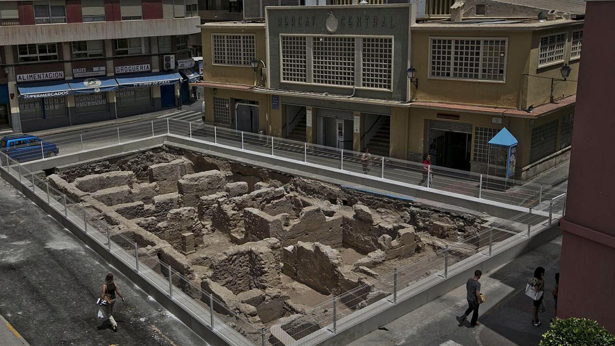 Los Baños Árabes hallados durante las excavaciones del Mercado Central de Elche en el año 2014.