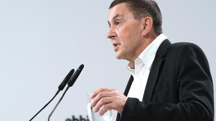 El coordinador general de EH Bildu, Arnaldo Otegi, durante una rueda de prensa.