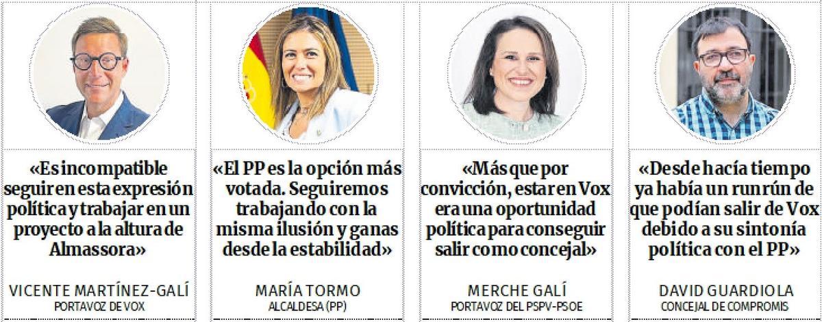 Las valoraciones de los cuatro grupos con representación municipal en Almassora.
