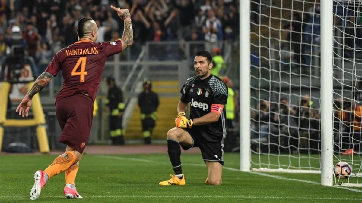 Buffon hincó la rodilla con el tercer gol de Nainggolan