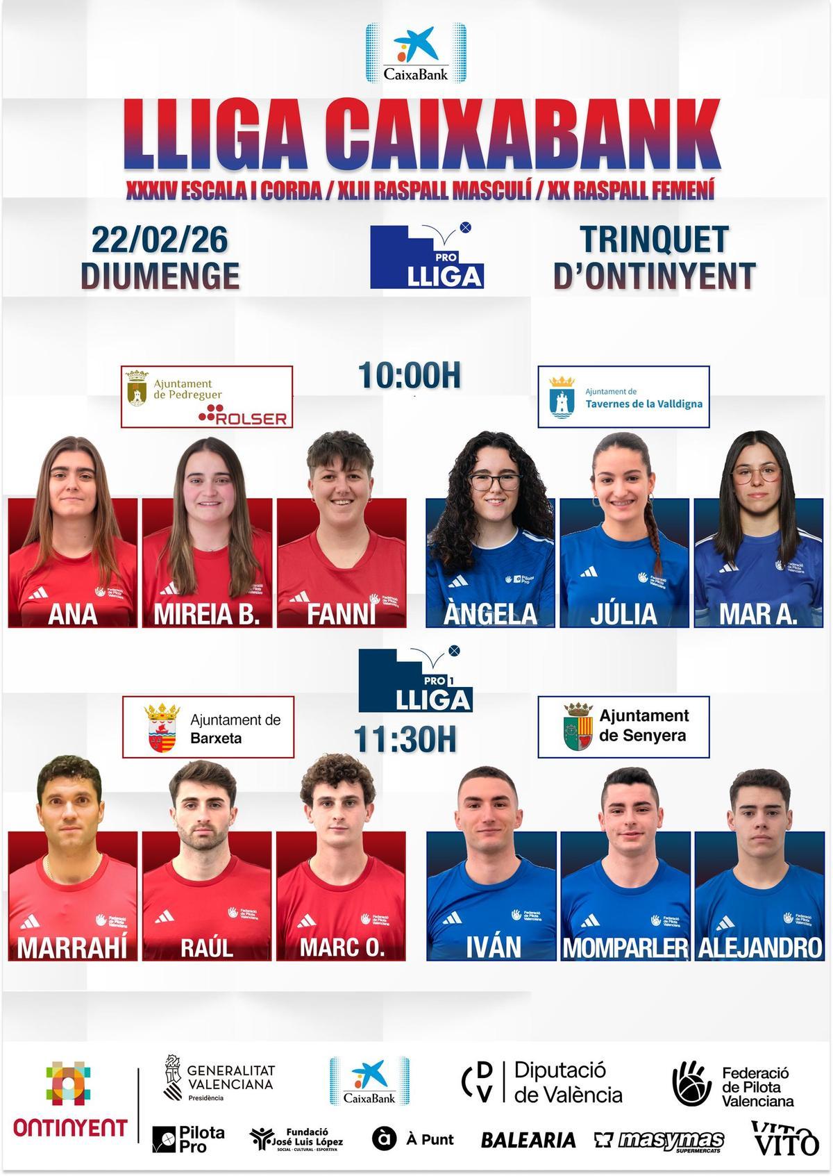 Cartel de la jornada de pilota valenciana en Ontinyent.