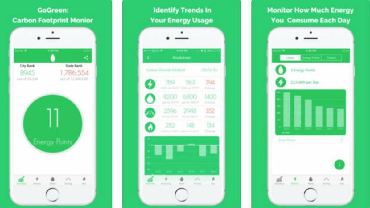 La aplicación para móviles GoGreen, que calcula la huella de carbono del usuario
