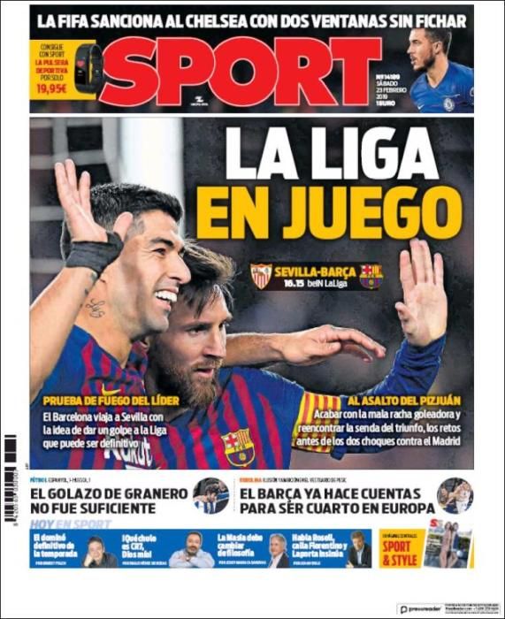 Portada SPORT sábado 23 de febrero 2019